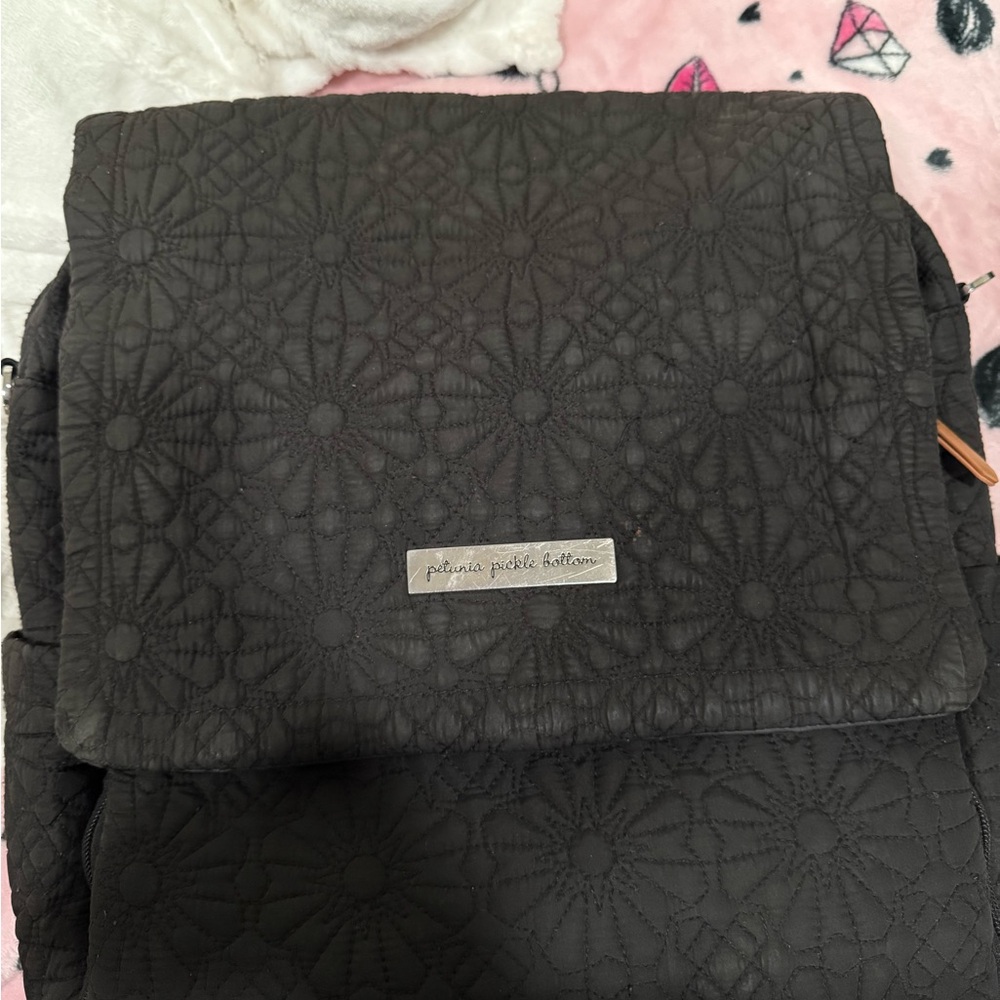 Petunia Pickle Bottom Black Floral Backpack